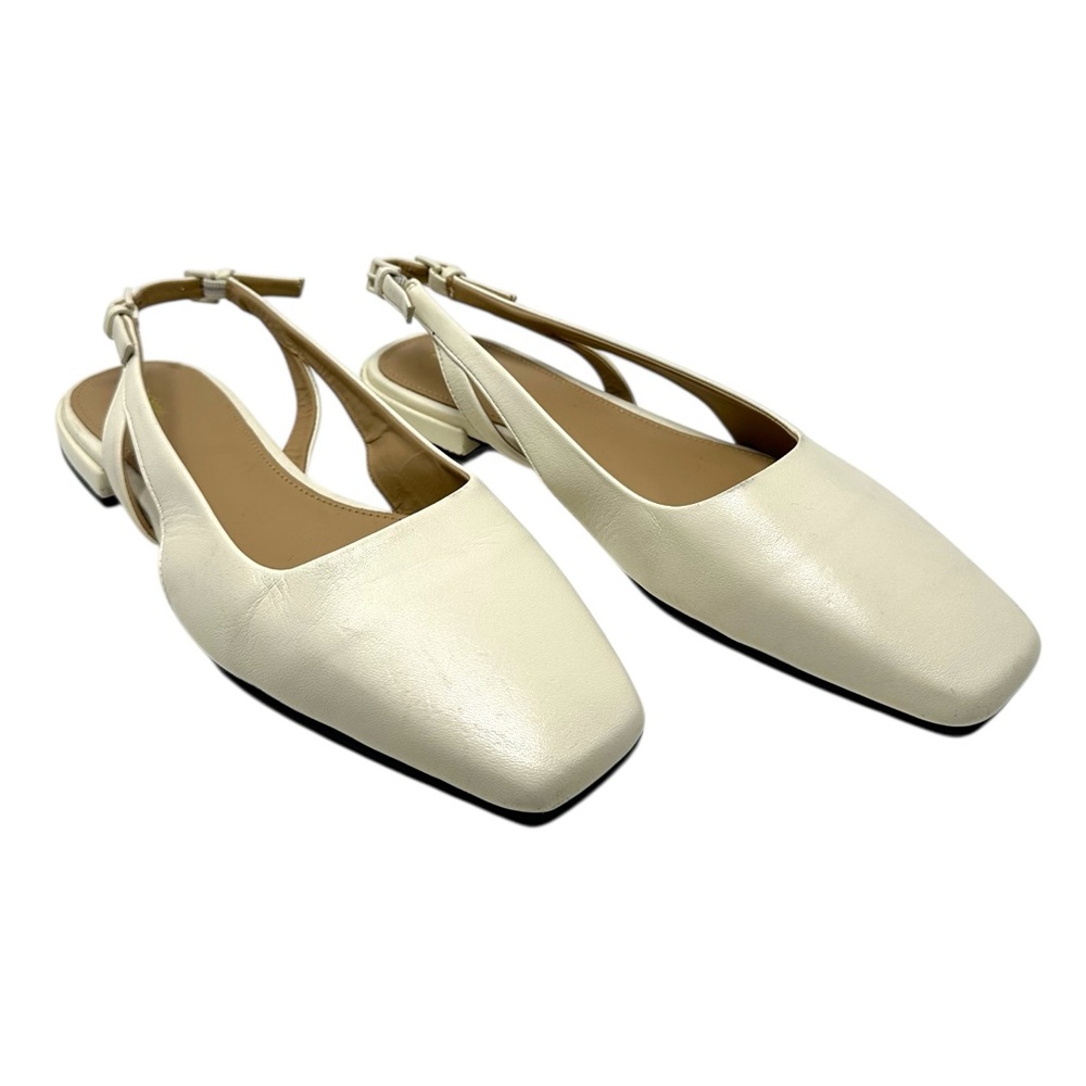 & Other Stories Slingback Leather Ballet Flats in Cream
